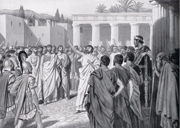 Kongress der peloponnesischen Staaten in Sparta im Jahr 432 v. Chr., Illustration aus 